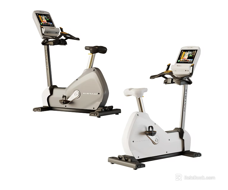 Modern Indoor Spin Bikes With Digital Display Screens And Adjustable Seats For Fitness Sports Equipment 3d model 
