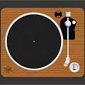 Modern Wooden Turntable With Black Platter Stylish Tonearm And Control Knob