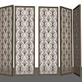 Five Panel Modern Room Divider With Geometric Pattern Metal Frame And Transparent Panels For Interior 3d model