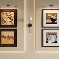 Four Stylish Photo Frames With Floral Fruit Art And HELLO Print On Light Wall