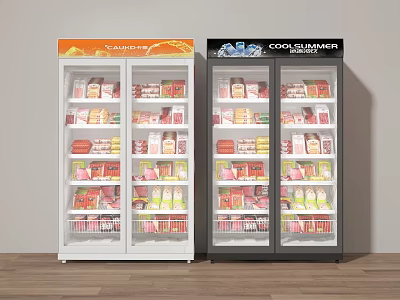 Commercial Display Refrigerators with Glass Doors for Cakes Pastries and Cool Summer Drinks 3d model