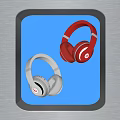 Stylish Red and White Over Ear Headphones Showcased on Blue Display Background