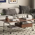 Middle Ancient Style Mobile Coffee Table 3d model