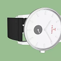 Minimalist Watch with White Dial Black Leather Strap and Back View Design