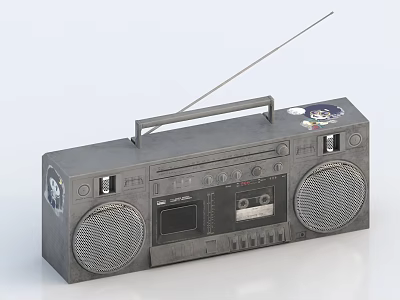 Retro Boombox With Dual Speakers Handle Antenna And Cassette Player Design 3d model