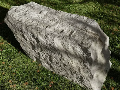 Large Natural Gray Textured Stone On Green Grass With Rough Surface 3d model