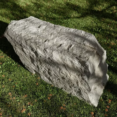 Large Natural Gray Textured Stone On Green Grass With Rough Surface 3d model