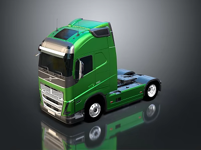 Green Volvo Truck With Modern Cab Sleek Design And Shiny Body 3d model