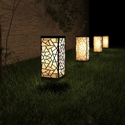 Modern Decorative Outdoor Lights With Geometric Pattern For Night Garden Illumination 3d model