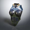 Decorative Chest Armor With Intricate Black Green And Gold Design Details