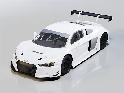 White Audi High Performance Sports Car With Rear Wing And Sporty Design 3d model