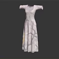 Elegant White Floral Printed Long Dress With Flowy Design And Classic Fit