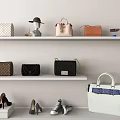 Stylish Handbags Display On White Shelves With Various Styles And Matching Accessories