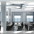 Modern Monitoring Room Interior Setup With Workstations Computer Monitors Office Chairs And Large Display Wall