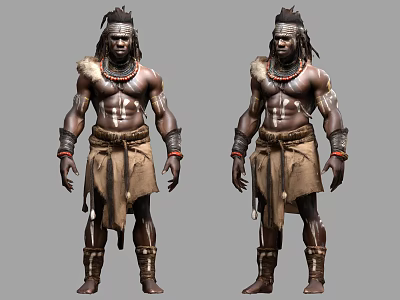 Game Characters Indigenous African Tribal Warriors 3d model