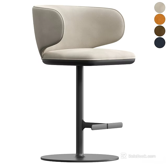 Modern Soft Upholstered Bar Chair With Comfortable Footrest And Multiple Optional Colors For Home Bar 3d model 