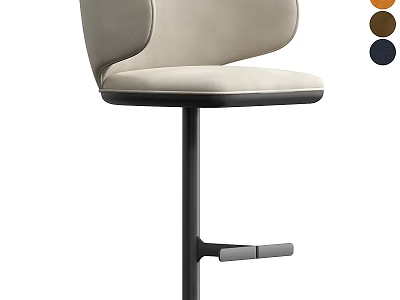Modern Soft Upholstered Bar Chair With Comfortable Footrest And Multiple Optional Colors For Home Bar 3d model