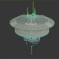 Futuristic Disc Shaped Spaceship Structure With Blue Light Ring And Antennas 3d model
