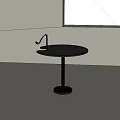 Modern Black Round Side Table With Metal Holder And Stable Base 3d model