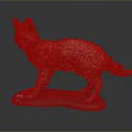 Handmade Cat Sculpture With Textured Fur Standing On Wooden Base Artistic Decor