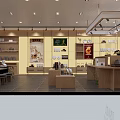 Spacious Modern Specialty Store Interior With Wooden Shelves Product Displays And Lighting