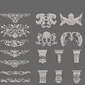 Various Classical Gypsum Moldings Featuring Ornate Decorative Patterns And Architectural Designs
