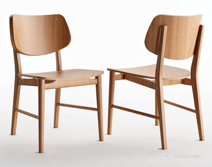 Wooden Dining Chairs With Modern Minimalist Design And Solid Wood Structure 3d model 
