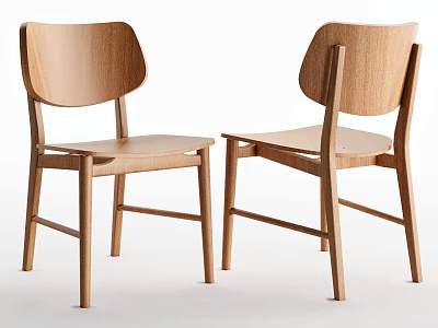 Wooden Dining Chairs With Modern Minimalist Design And Solid Wood Structure 3d model