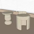 Cream Style Stool Shoe Changing Stool 3d model