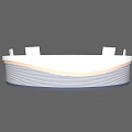 Modern Reception Desk Designs With Curved Straight Shapes And White Sleek Finish