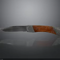 Premium Silver Blade Knife With Red Wooden Handle And Reflective Surface