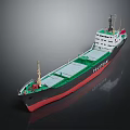 Highly Detailed Cargo Ship Model With Black Red Green Hull