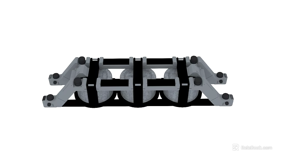 Industrial Mechanical Equipment Metal Frame With Multiple Rollers And Support Structure 3d model 