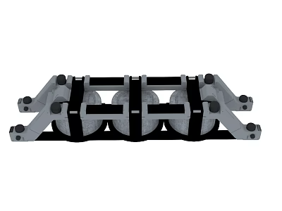 Industrial Mechanical Equipment Metal Frame With Multiple Rollers And Support Structure 3d model