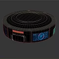 Cartoon Style Robot Vacuum Scene With Round Design And Blue Glowing Control Panels