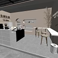 Modern Bubble Tea Shop Interior With White Counter Bar Stools And Decorative Plant