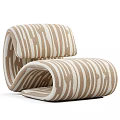 Modern Brown And White Striped Single Seater Sofa With Unique Curved Design