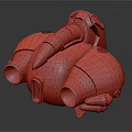 Futuristic Metallic Mechanical Part 3D Model Featuring Industrial Design Metal Texture Pipes And Bolts