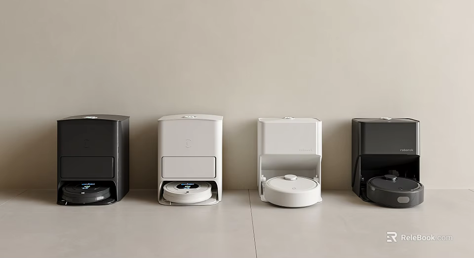 Smart Cleaning Robots With Black And White Design For Home Floor Cleaning 3d model 