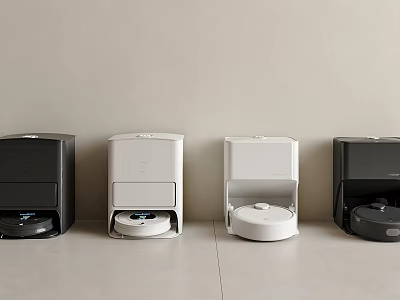 Smart Cleaning Robots With Black And White Design For Home Floor Cleaning 3d model