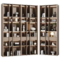 Modern Wooden Shelving Unit With Decorative Books Vases Sculptures And Lighting