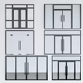 Modern Double Panel Glass Door Designs With Black Frame And Various Styles 3d model