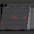 Gray Storage Boxes With Open Lid Red Symbols And Labels For Home Storage