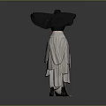 Black Top With Wide Shawl Design And Beige Layered Long Skirt Fashion Outfit
