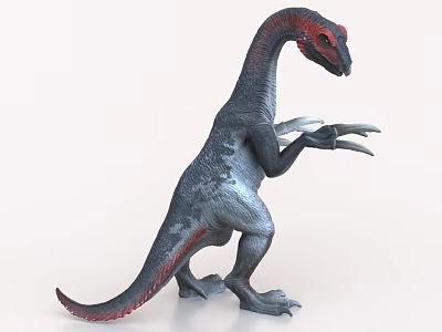 3D Rendered Dinosaur Model With Long Neck Red Head And Large Claws 3d model