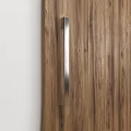 Natural Wooden Barn Door With Metal Sliding Track And Wood Grain Texture