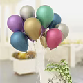 Colorful Helium Balloons With Various Colors And Green Leaves For Party Decoration
