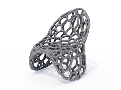 Gray Leisure Chair With Hollow Net Like Structure Modern Unique Geometric Hole Design 3d model