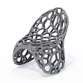 Gray Leisure Chair With Hollow Net Like Structure Modern Unique Geometric Hole Design