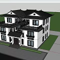 Appearance of single-family courtyard villa 3d model